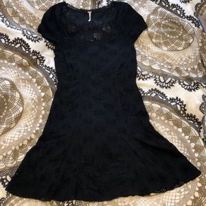 Black lace flower patterned Free People dress